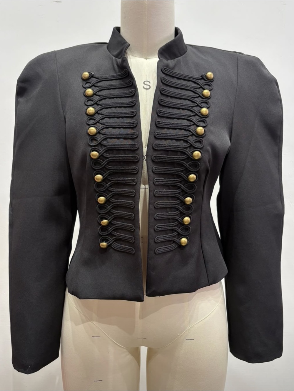 Women’s Black Military-Style Button Jacket